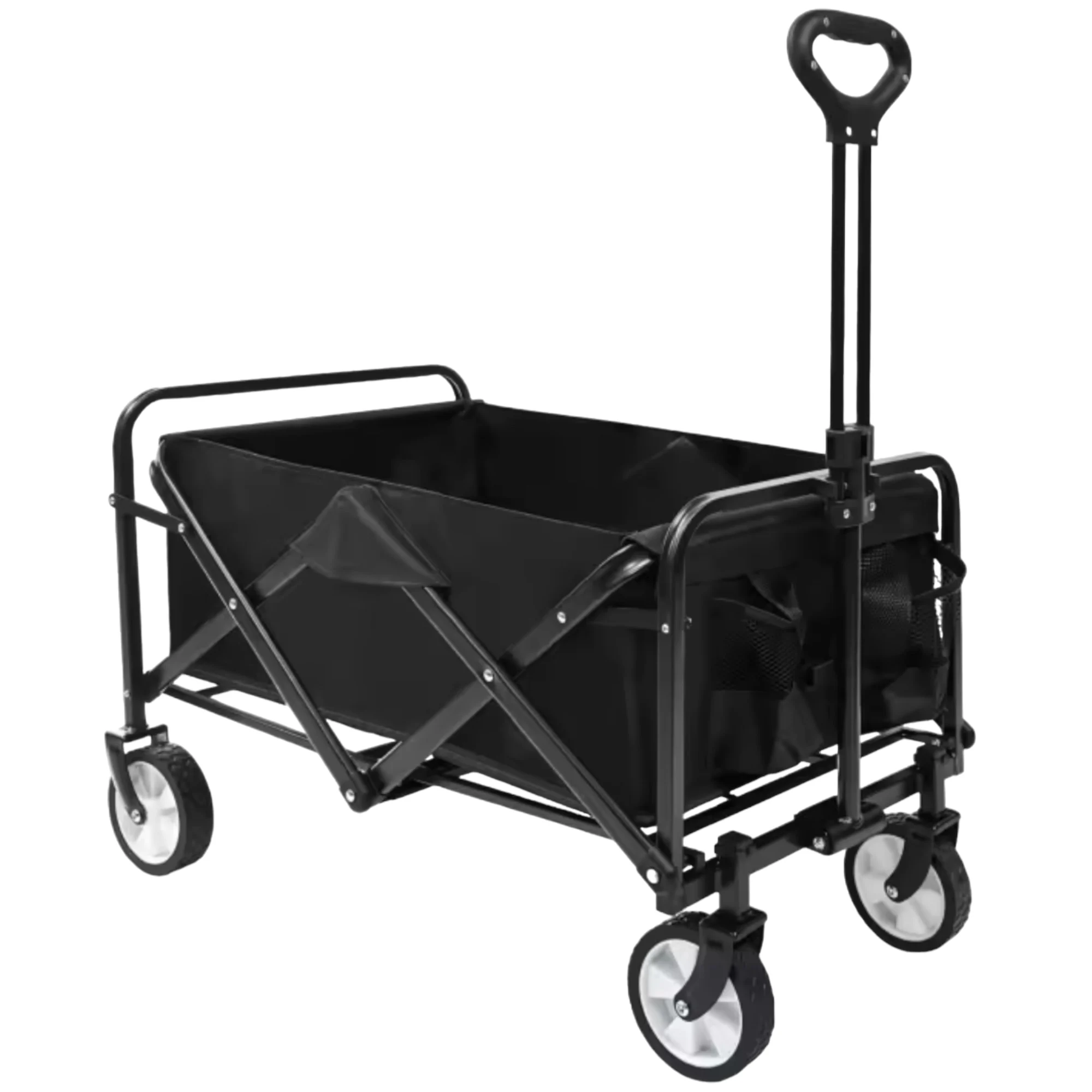 Carrito de Transporte de Mano Plegable ,Carro con 4 Ruedas Grandes con Freno Resistentes para Camping, Playa,Jardín,Piscina, Casa o Almacén.Carreta plegable para jardín y aire libre con bolsa de