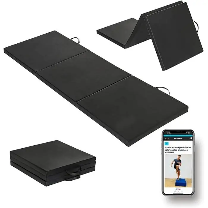 MOZURU brand 180CM X 60CM X 5CM YOGA FITNESS Folding Mat, Multi-functional Anti-Slip Black COLOR Free Training PLAN