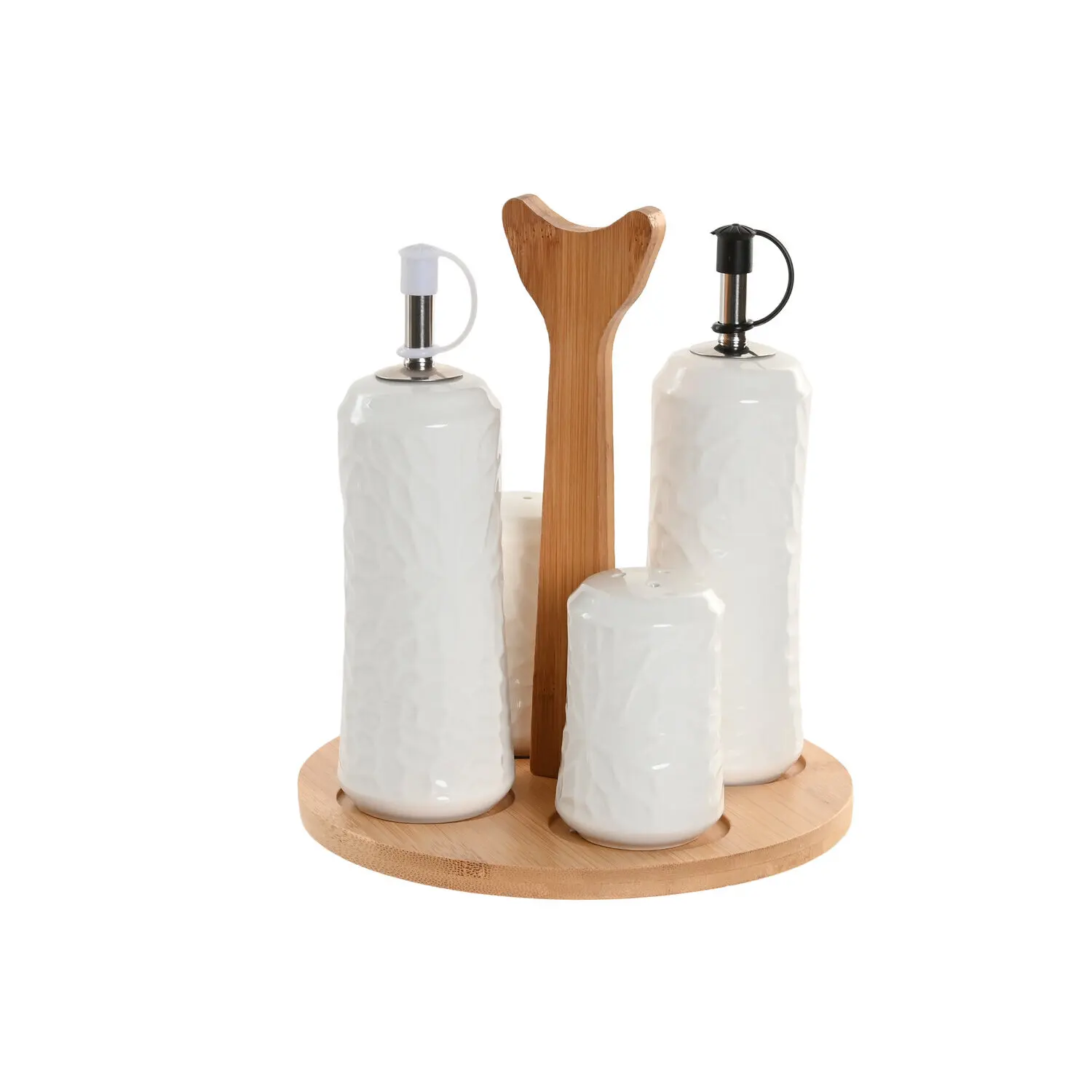 Aceitera vinagrera set 4 porcelana bambu 17x17x19 El mejor complemento para tu hogar.