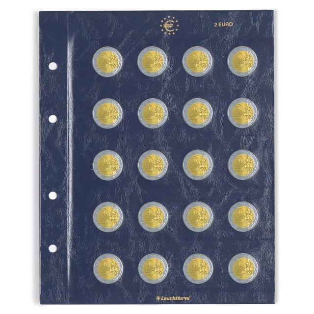 Hojas de monedas VISTA Leuchtturm, para monedas de 2 euros -  2 und.