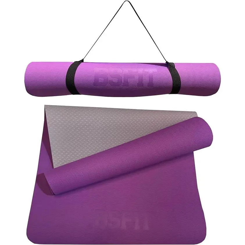 BSFIT® Esterilla Deporte, Yoga, Pilates, colchonetas Ejercicios. Es ideal para realizar deporte en casa, yoga mat, esterilla yoga antideslizante, TPE ecologico