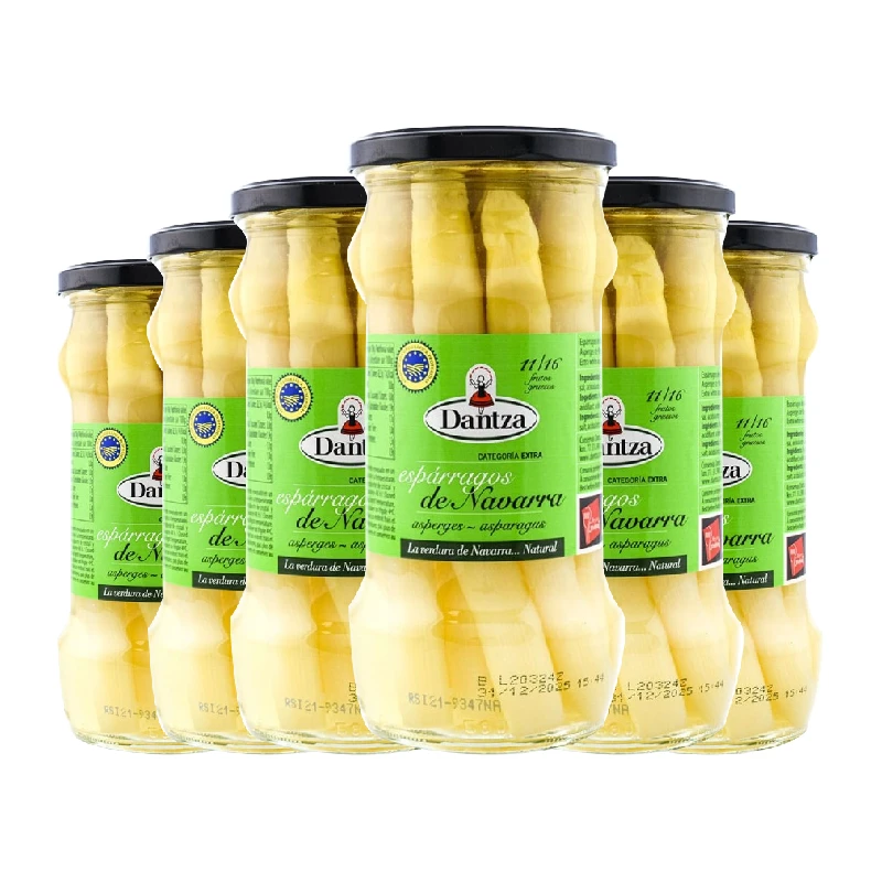 Dantza espárragos blancos de Navarra extra 11-16 piezas 535 g x 6 tarros. Total 3.21 kg
