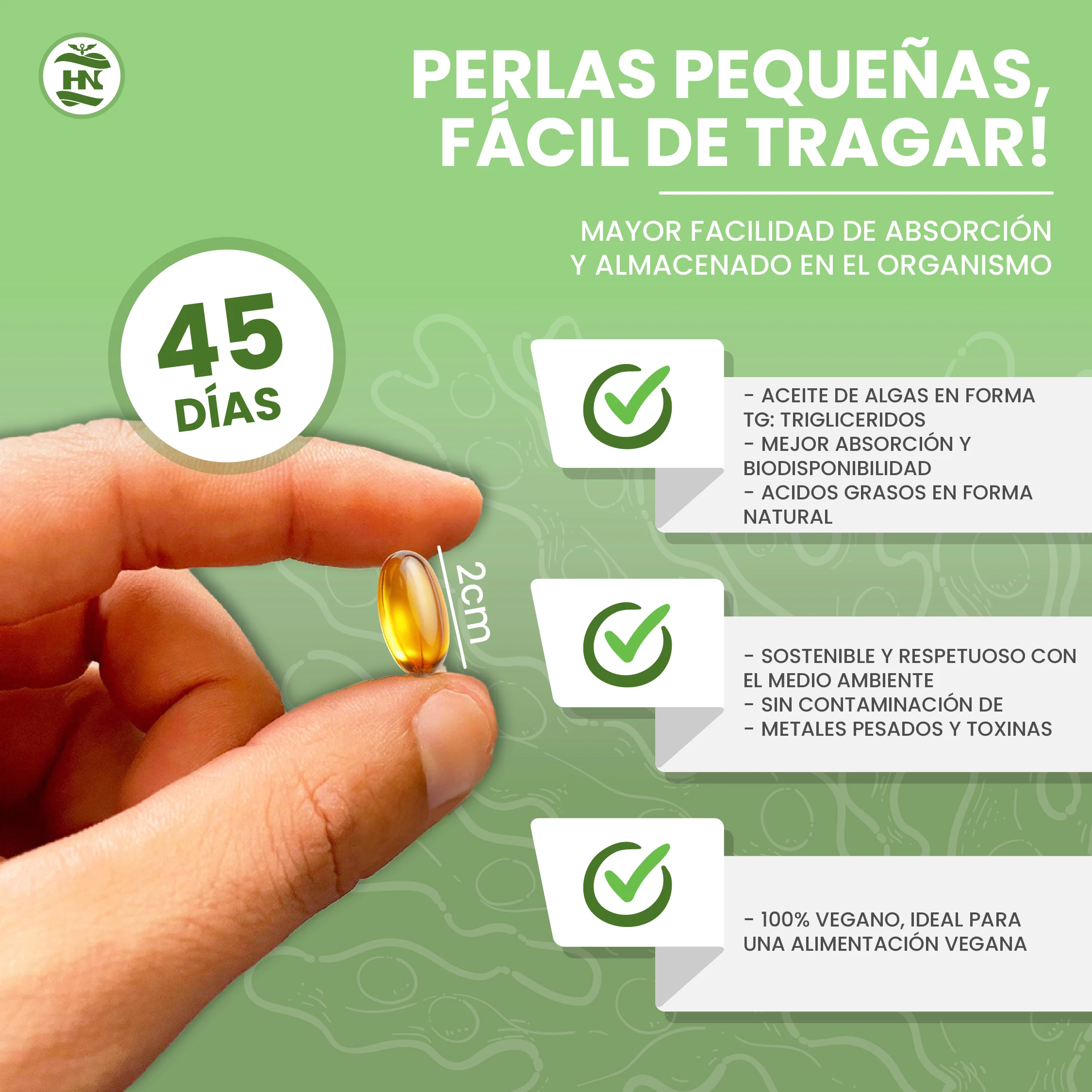 Hn - healthy nutrition omega 3 vegan algae (90 caps, 45 days) omega 3 algae oil balanced with dha and epa, omega 3 seaweed with vitamin e, ideal for brain and heart, supplement for vegans-vegetarian #4