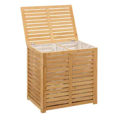 Factory Cuadros - Mueble para la Colada de Bambú Sicela 100 L - Cesto Ropa Sucia - Cesta Ropa Sucia