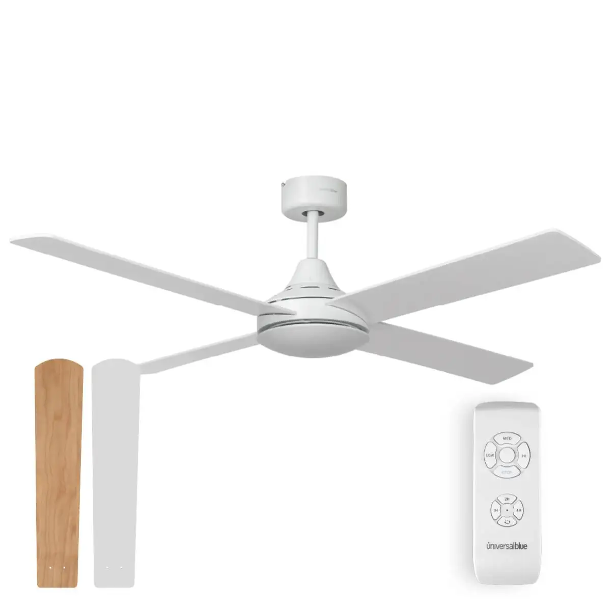 UNIVERSALBLUE Universalblue Ventilador de Techo Blanco Sin Luz Motor AC 3 Velocidades Función Invierno