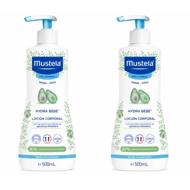 Duplo Hydra Bebés leche corporal (2x 500 ml). Mustela Edición limitada