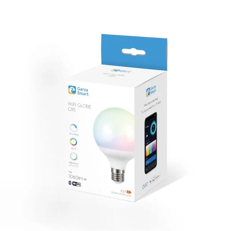 Garza - GARZA - Smarthome LED bulb WiFi CCT + RGB 12w balloon E27 smart and programmable, intensity change + hue + Color, voice control and app, Alexa, iOS, Google, Android