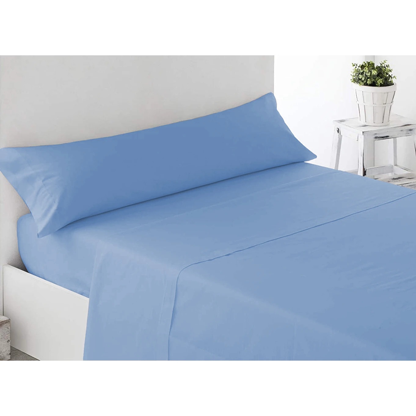 GREATOYAR Sheet Set, 3-piece Sheet Set, Adjustable Bed Sheet, Countertop and Long Pillow Cover, 3-piece, 100% Polyester, for Bed 90x190cm, for bed 90x200cm, Blue