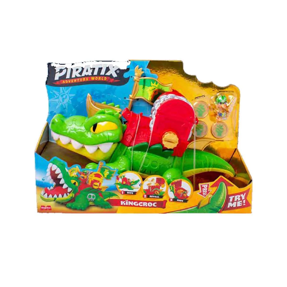 Embark on an Epic Adventure with Piratix King Croc and Exclusive Captain! This action figure set features a 21x31x11.5 cm durable crocodile and pirate captain designed for imaginative play, perfect for children aged 3 and up. #1