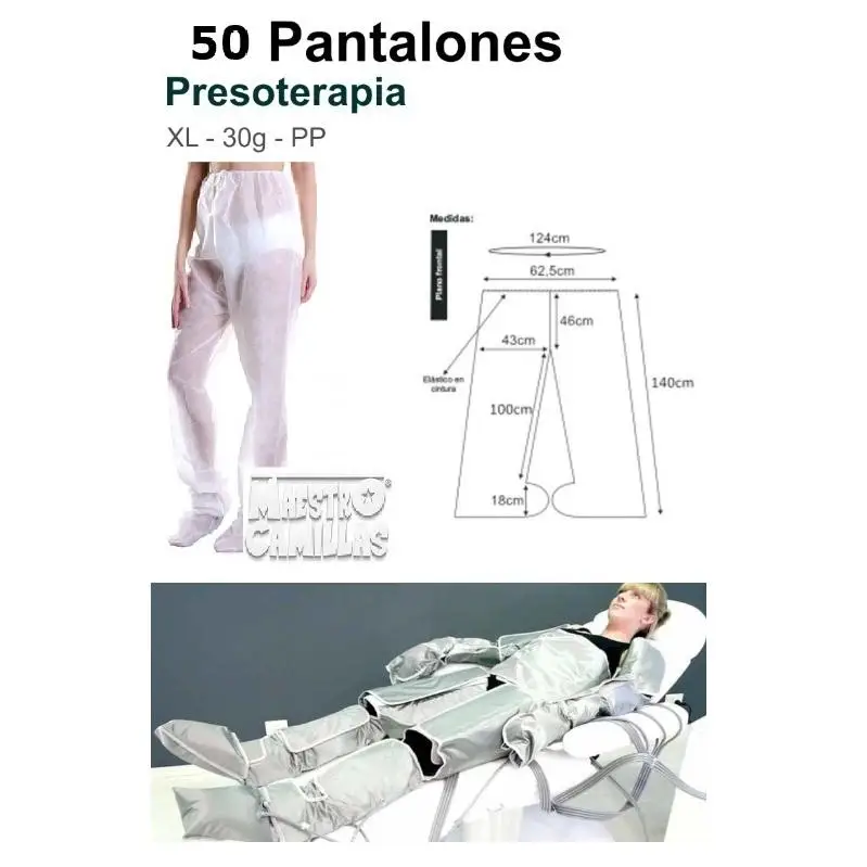 50 Pantalones de Presoterapia XL en polipropileno 30 grs tratamientos estética, fisioterapia y masaje