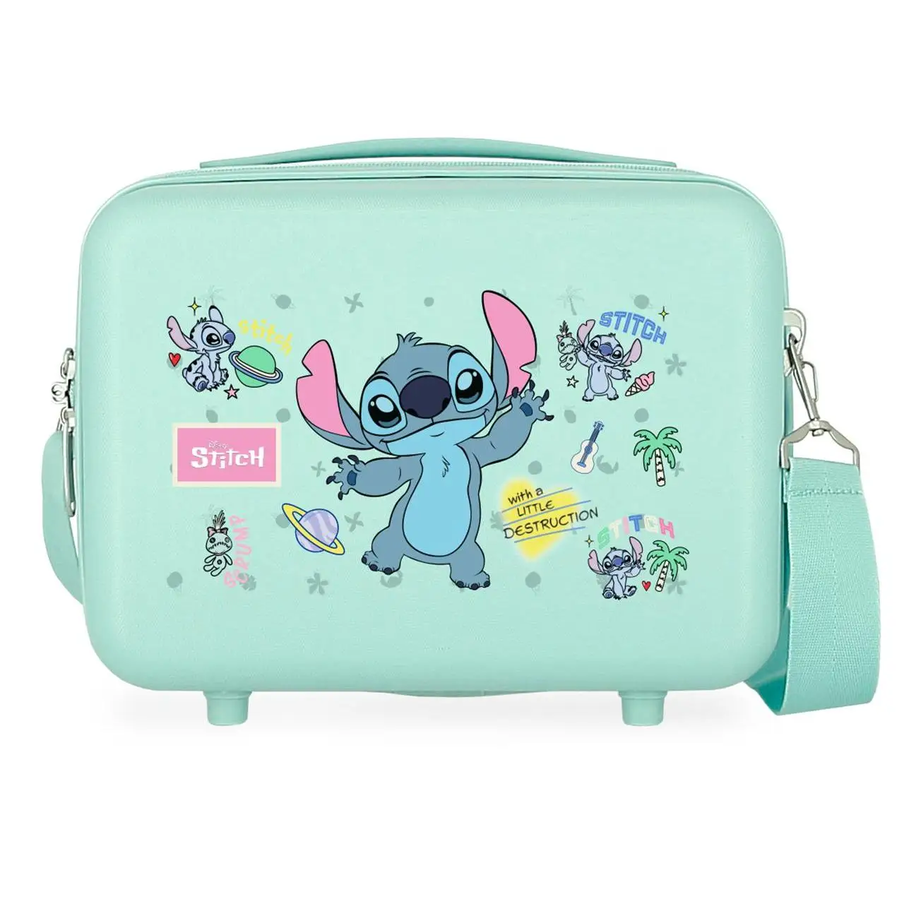 Neceser ABS Disney Stitch little destruction turquesa 29x21x15cm de 29 cm x 21 cm x 15 cm