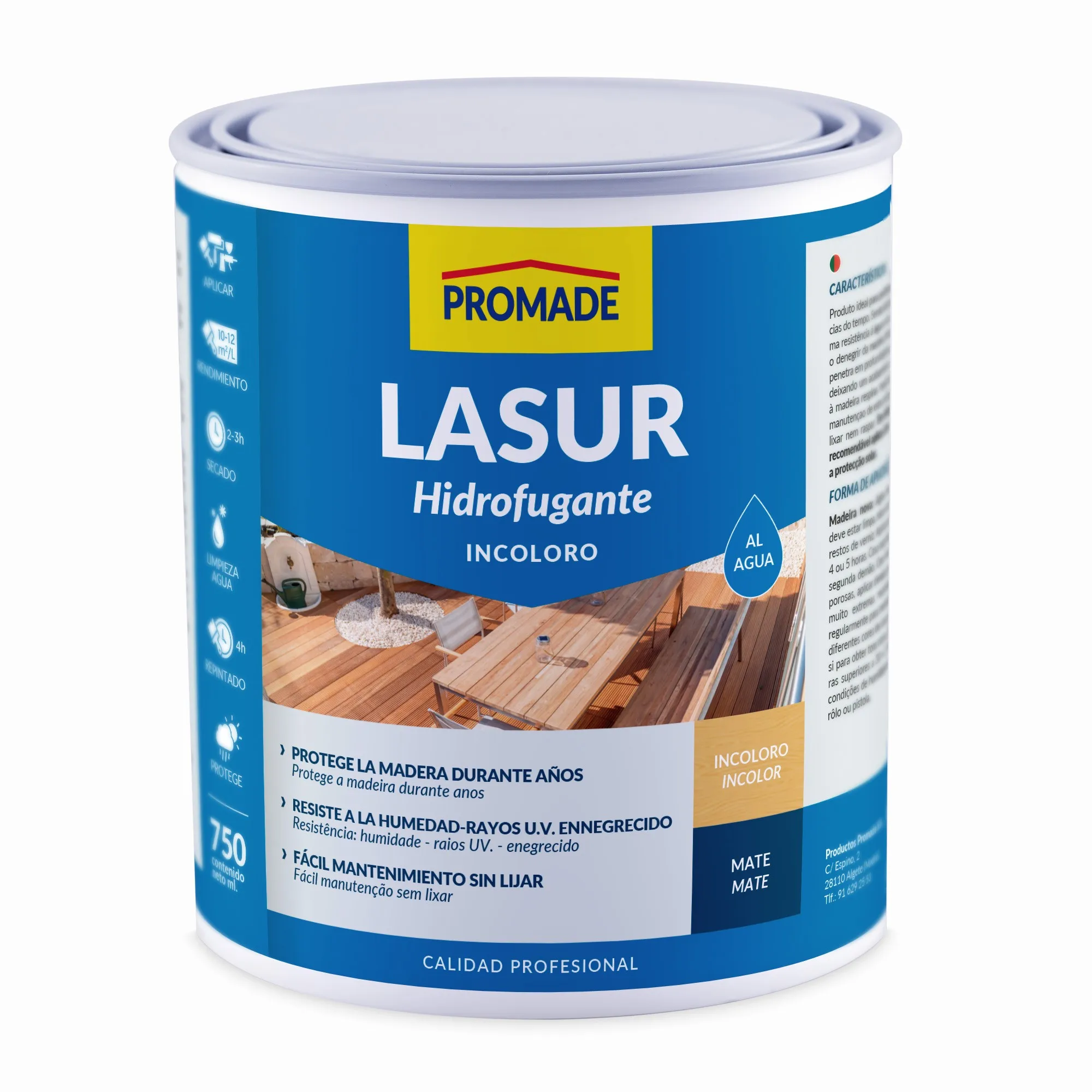 Outdoor wood Protector waterproof and U.V. in different matte colors: colourless, oak, teka, mahogany, walnut and wengue-products promide Lasur hydrofugant-750 ml or 4 litres