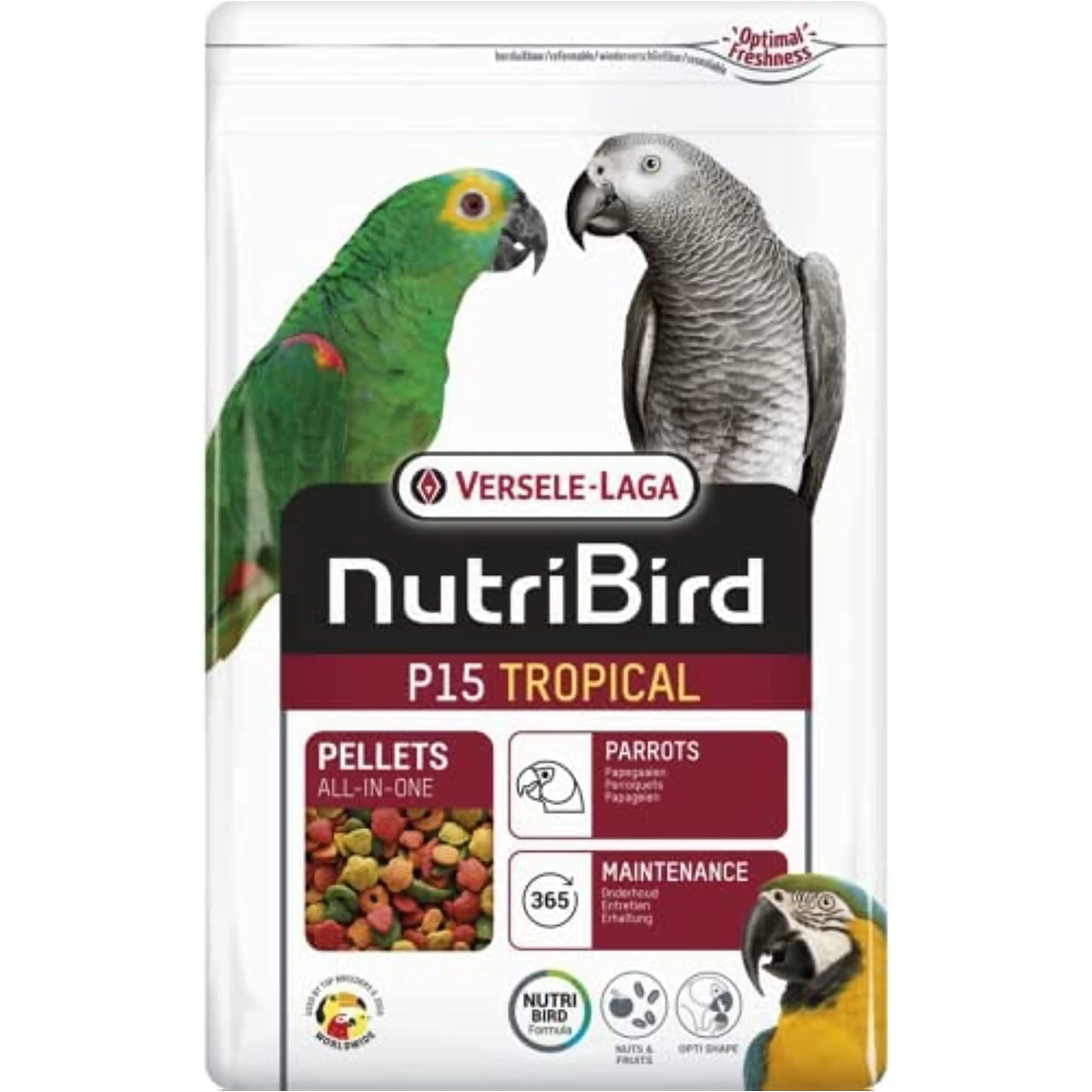 Versele-Laga Nutribird P15 Tropical 1 Kg para Loros Yacos y Amazonas con Frutas y Cacahuetes