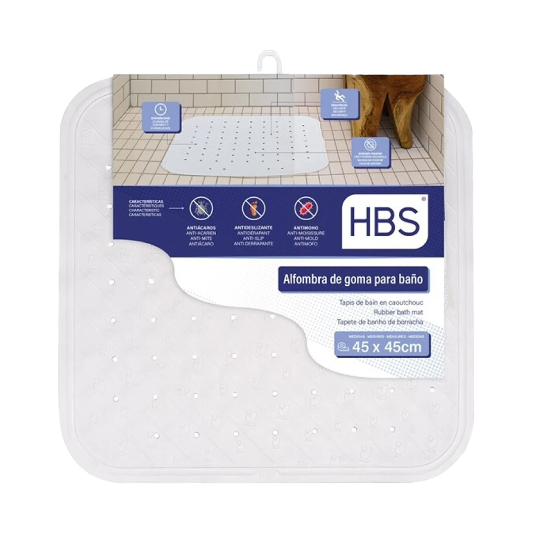 UD - Alfombra de Baño Antideslizante Cuadrada – 45x45 cm | Goma Resistente 450g | Seguridad para Ducha y Bañera