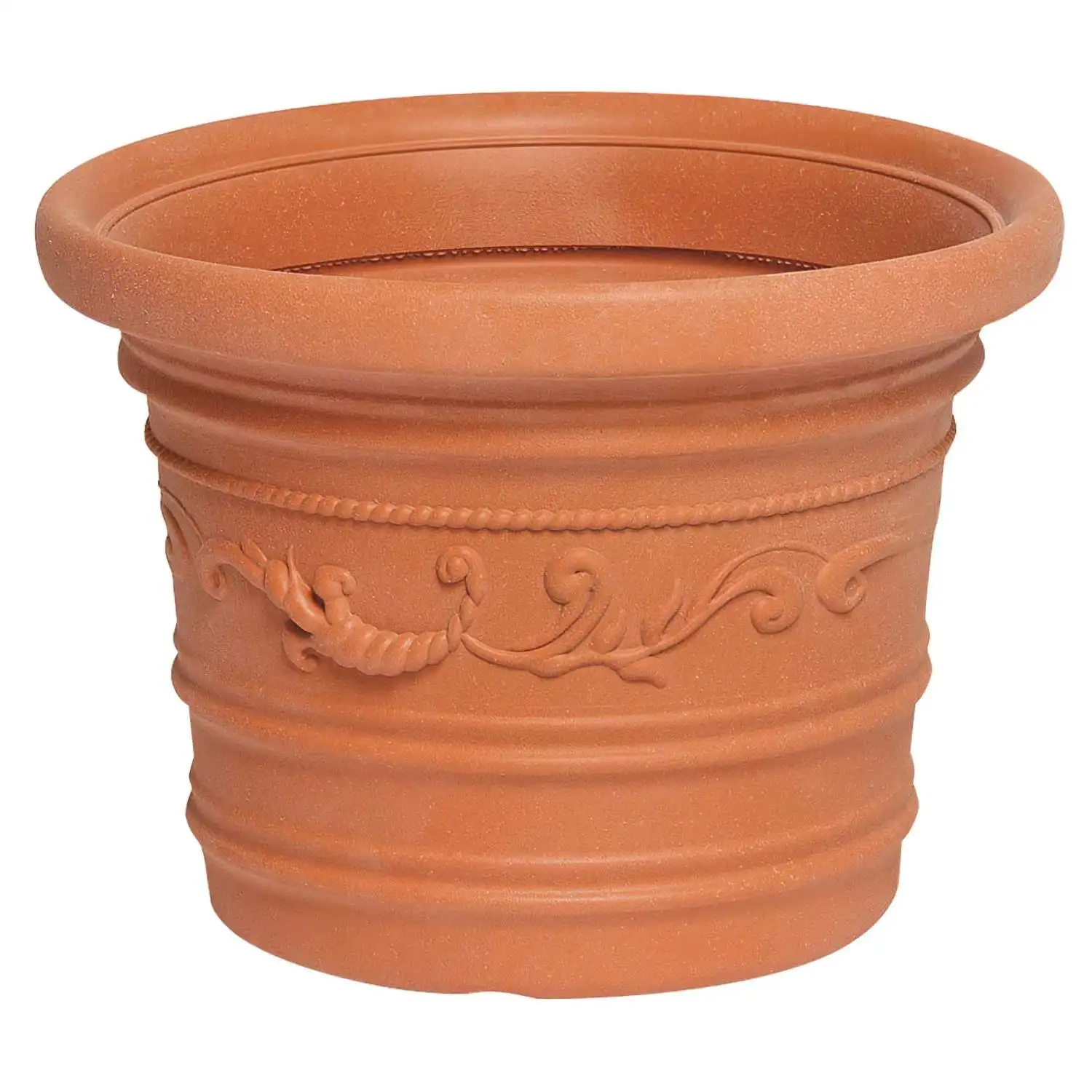 SATURNIA Saturnia resin planter round, terracotta Color, resistant, Ideal Exterior, 35 Cm diameter.