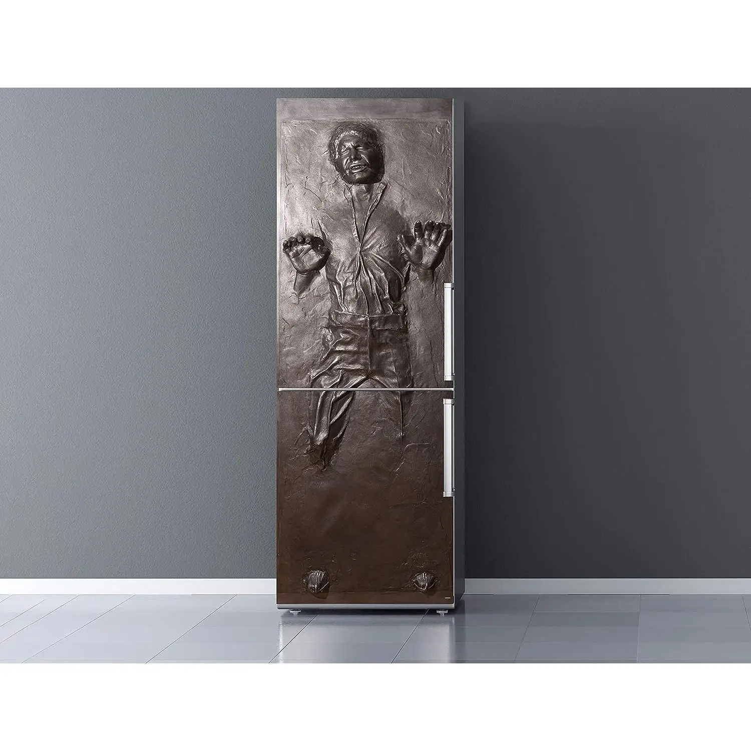Oedim Pegatinas Vinilo para Frigorífico Han Solo en Carbonita | 200x60cm | Adhesivo Resistente | Pegatina Adhesiva Decorativa de Diseño Elegante