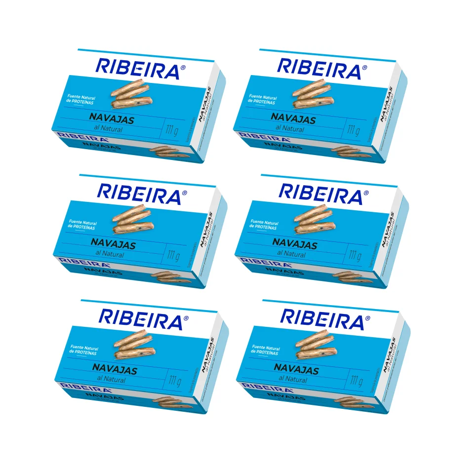 6 LATAS NAVAJAS AL NATURAL 378G.N.E  RIBEIRA SABOR Y CALIDAD