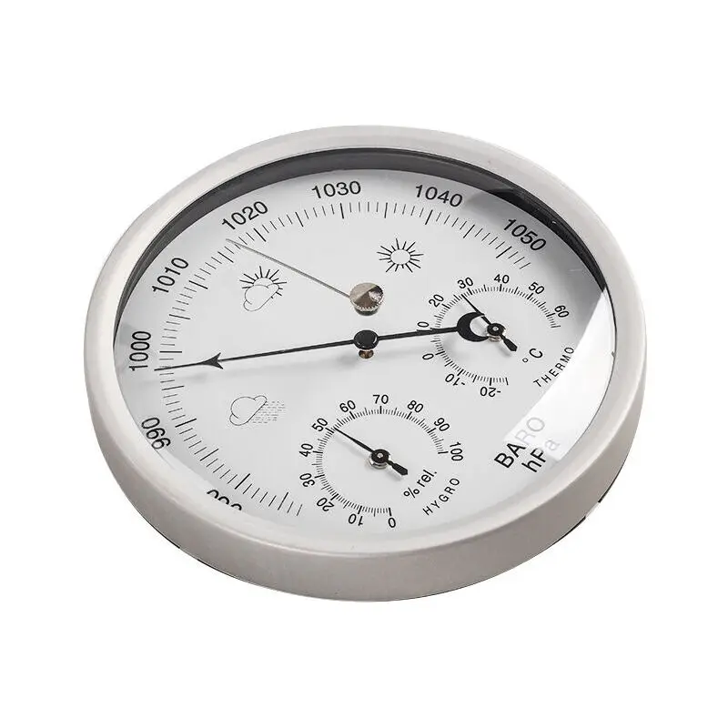 Ulisem analog weather station for indoor and outdoor use with stainless steel frame and elegant design. Includes barometer, hygrometer and thermometer (macaron).