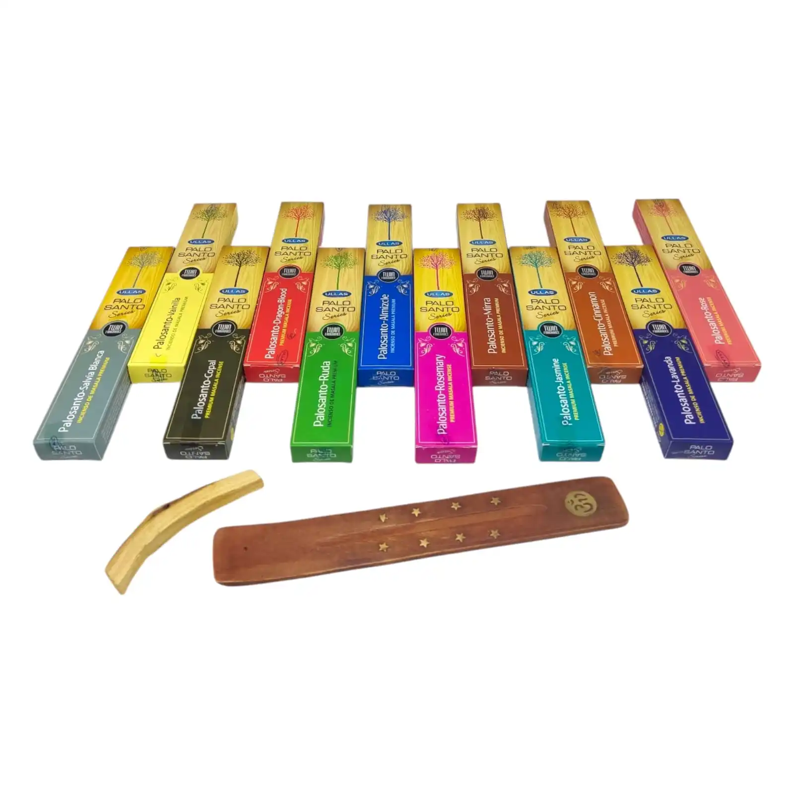 ULLAS - Lote de 12 Inciensos Twin Fragances (180g) + Tablilla y Palo Santo