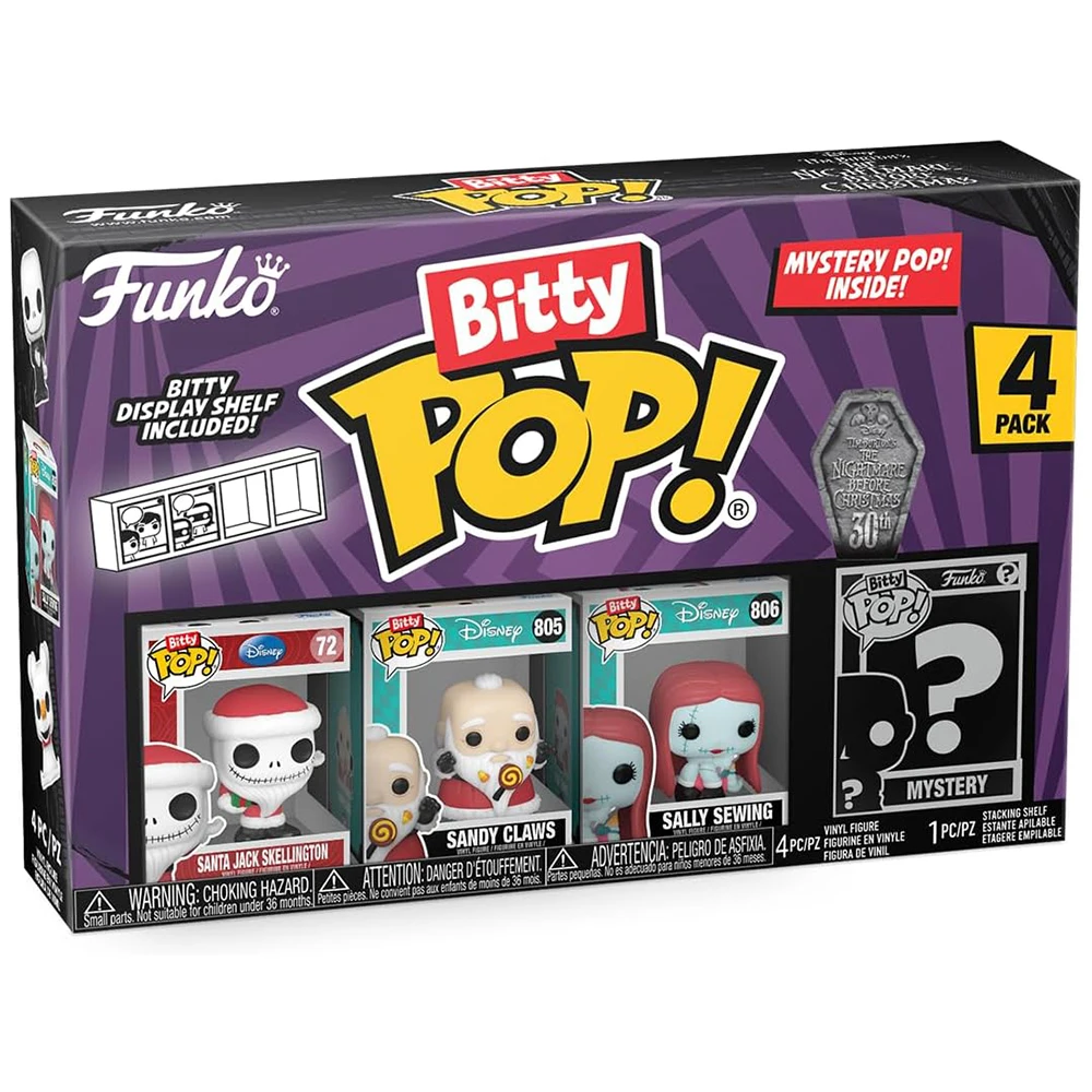 Funko Bitty Pop! Pesadilla Antes de Navidad - Santa Jack, Santa Clavos, Sally y ¿?, 73022