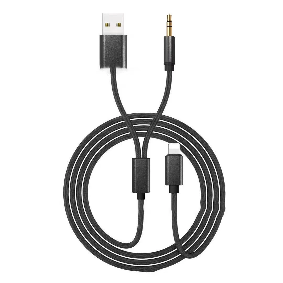FGNS. Cable Auxiliar Coche  de audio con carga 2 en 1 para Phone , cable de conector auxiliar de 3,5 mm que funciona con auriculares con altavoz estéreo de coche