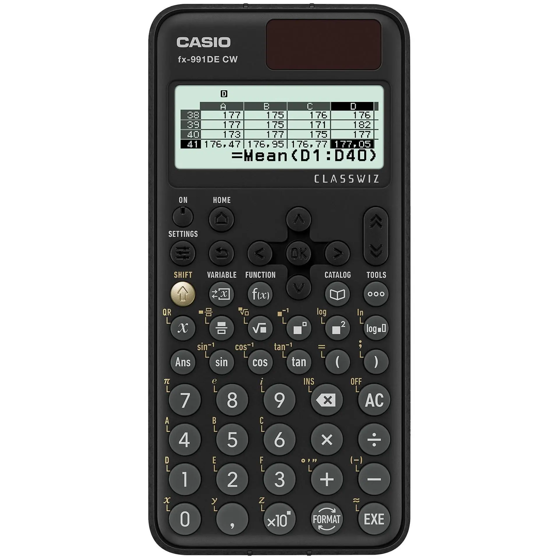 Casio Fx-991de Cw Calculadora Científica 12 Dígitos Batería Solar y Pilas Negro