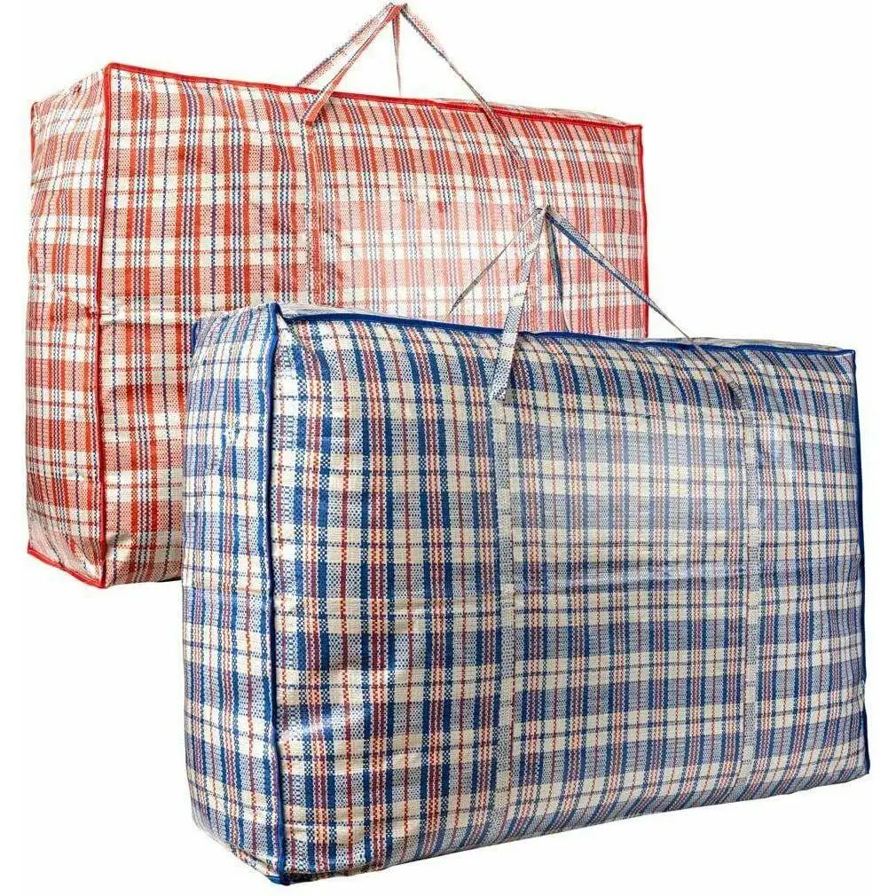 Maxia Market - Productos 2 bolsas de rafia, Bolsa de Plástico grande colada, cesta lavandería, limpieza, con cremallera y asas