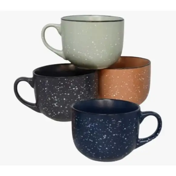 LD Morphling-Pack de 4 Tazas Mug Modelo Regina - Fabricado en cerámica - Ideal para café e infusiones - Apta para lavavajillas y microondas - Capacidad de 500 ML - 14,5 x 11,5 cm - Color Aleatorio