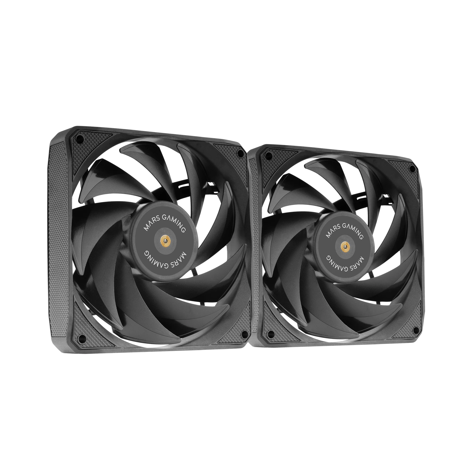 Mars Gaming MF-NCLX2, Kit 2x Ventiladores Ultrasilenciosos 120mm, Diseño Aspas Híbridas, Ventiladores 2en1 con Rodamiento FDB de Cobre Hiperbalanceado, Sistema Conexión PWM, Pads Antivibración,