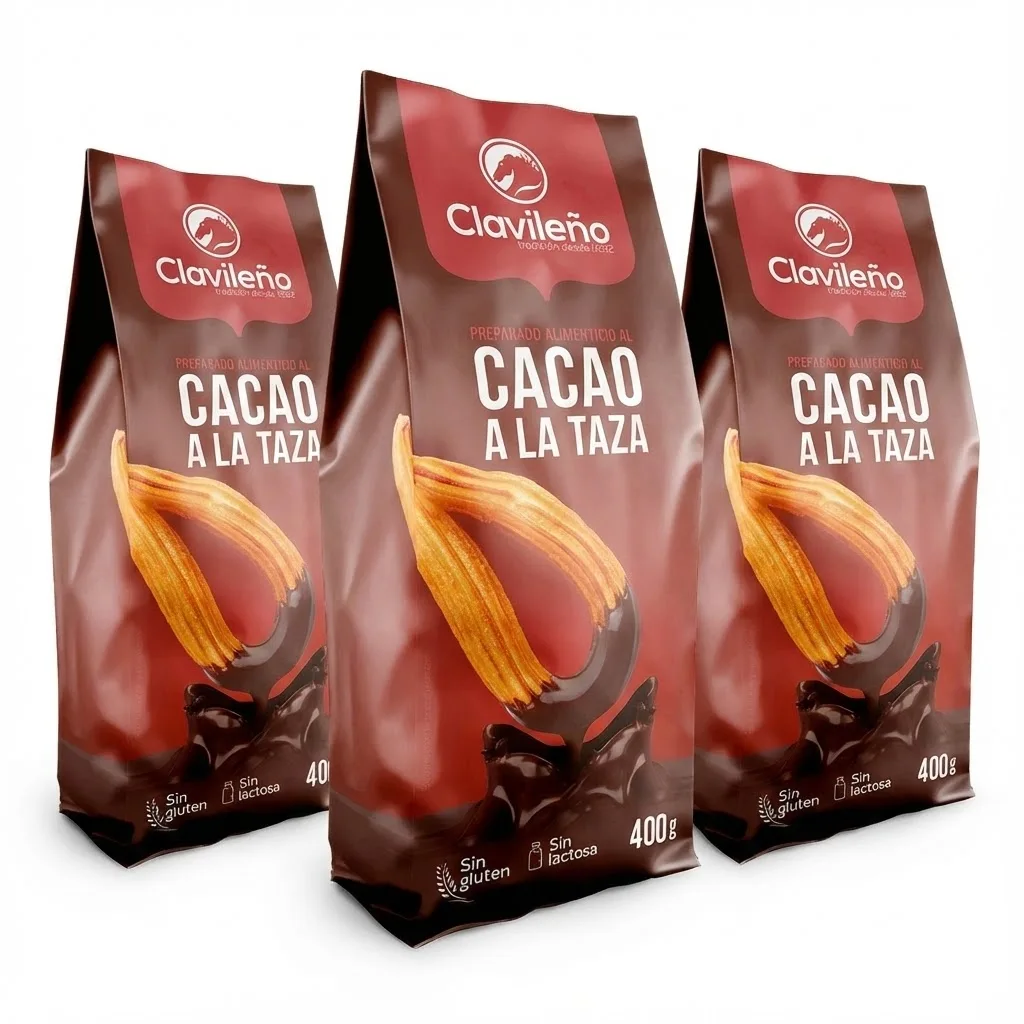 Clavileño - Lote de 3 x 200g Chocolate a la Taza 0% Azúcares Añadidos - Cacao Soluble Sin Gluten y Sin Lactosa - Ideal para Diabéticos y Dietas Saludables - Formato Ahorro (Total 600g)