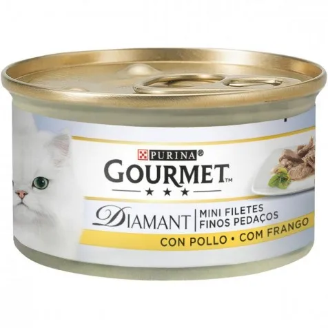 Purina Gourmet Diamant Filetes de Pollo Gato Latas 24 x 85 gr