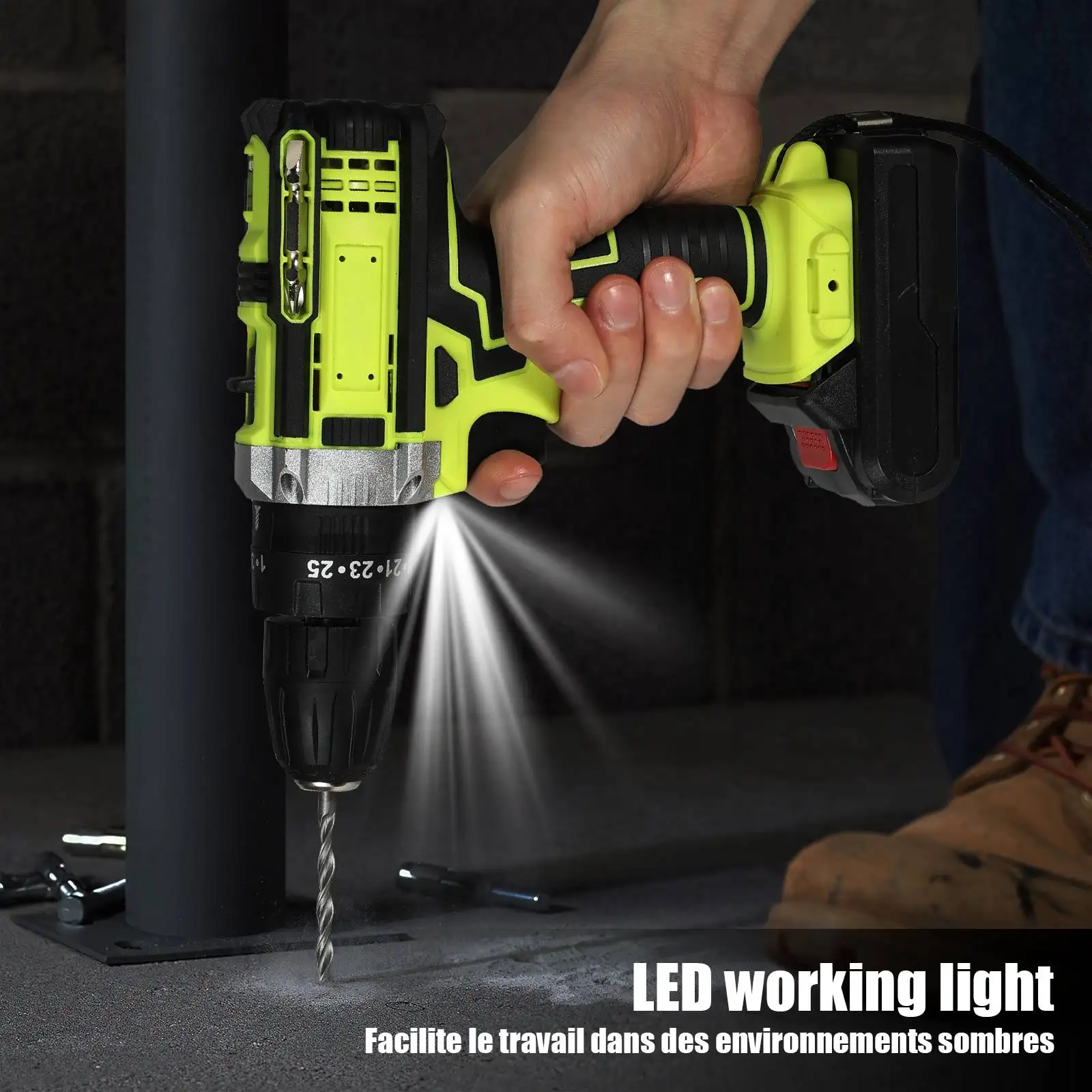 28V 3 in 1 Cordless Electric Drill Impact Screwdriver 25+3Torque Compact Hand Drill Rechargeable Battery Power Tool