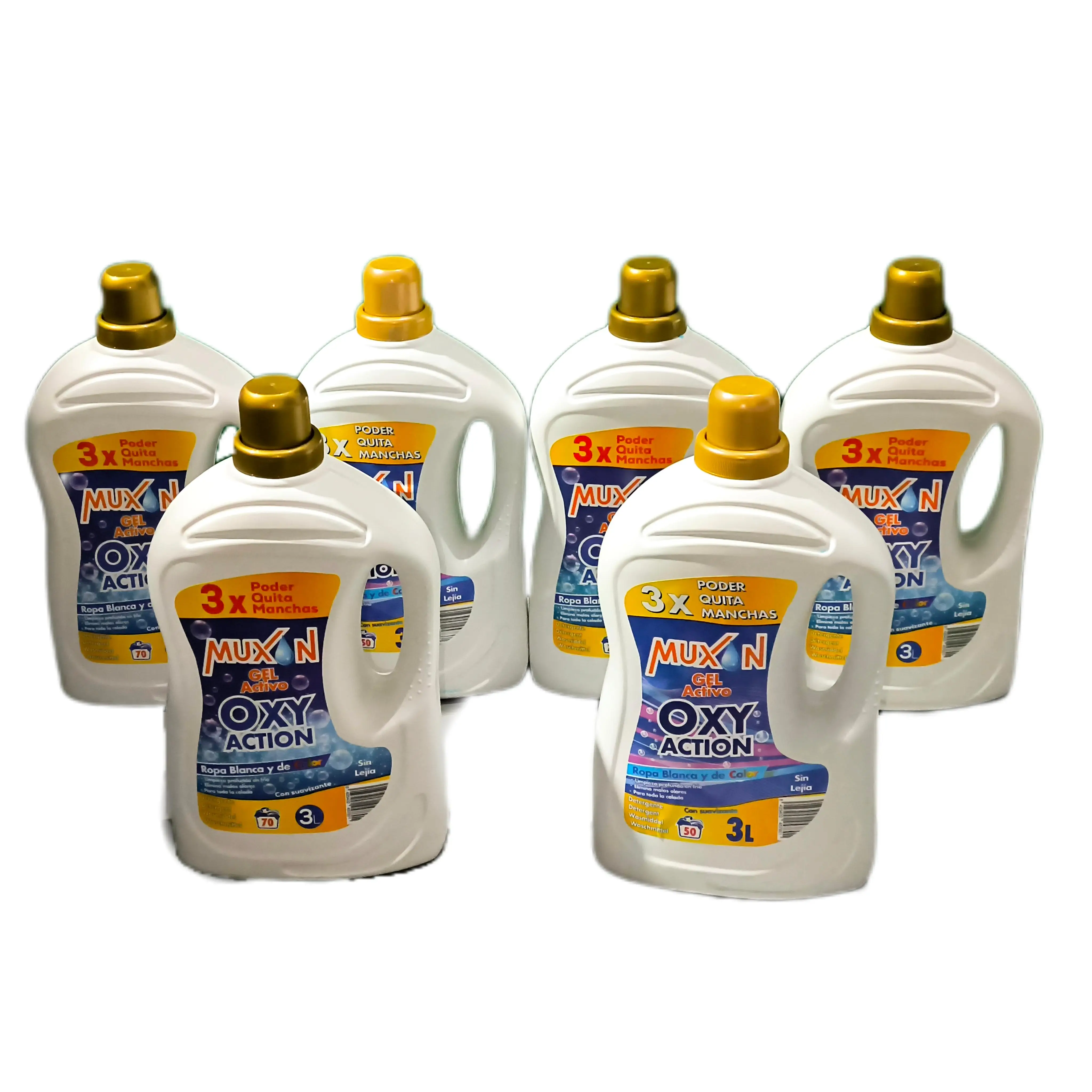 Detergente Líquido Gel Activo IMJ Imperial Oxy Action con Suavizante, 3L Pack de 6 Unidades, Limpieza Profunda sin Lejía, Ideal para Ropa Blanca y de Color, Elimina Malos Olores