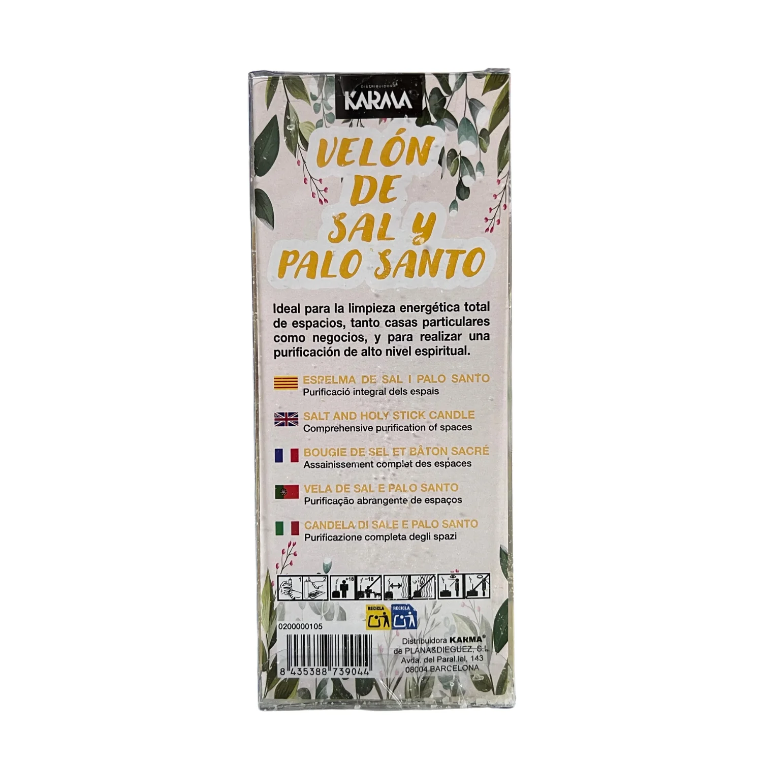 KARMA - Velón de Sal y Palo Santo para Limpieza Energética Total