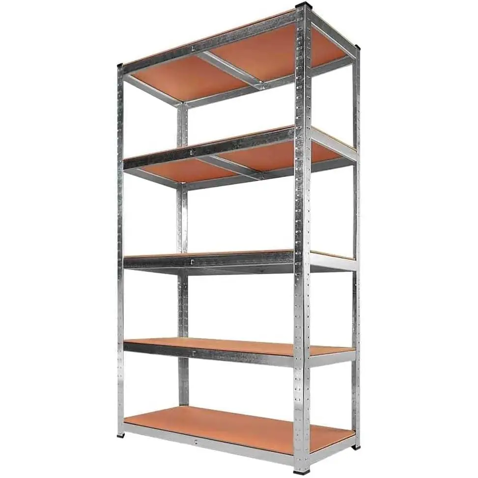 T-lovendo metal storage rack of galvanized steel + 5 shelves MDF, 180x90x40cm, Modular, adjustable shelves, storage room, garage.