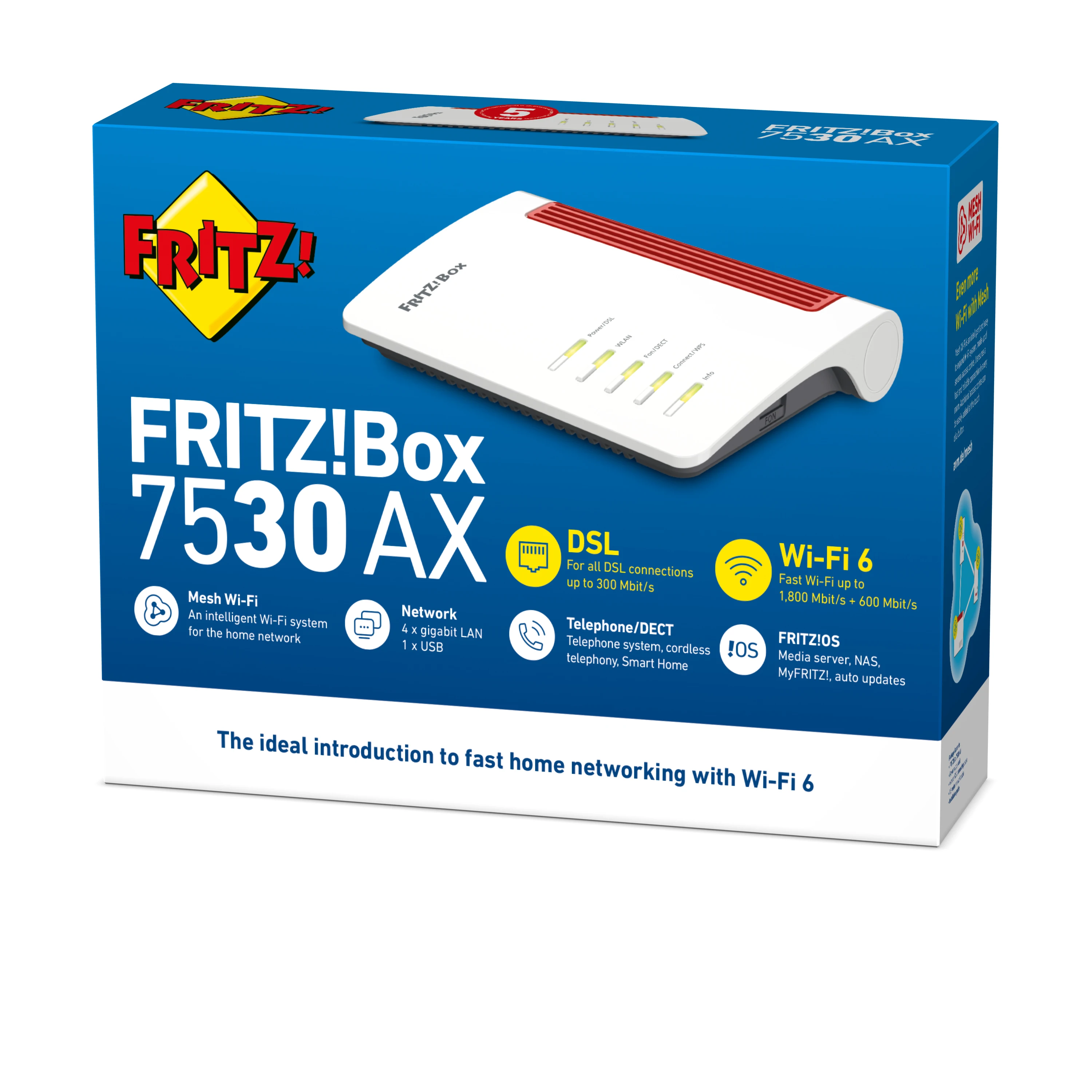 AVM FRITZ! 7530 Box AX Gigabit Ethernet wireless router dual band (2,4 GHz / 5 GHz) red, white