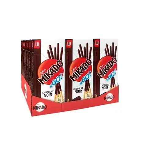 Mikado Pocket Chocolate Negro 39 g, 24 Unidades – Snack de Galleta y Chocolate Negro Orgánico Natural de España