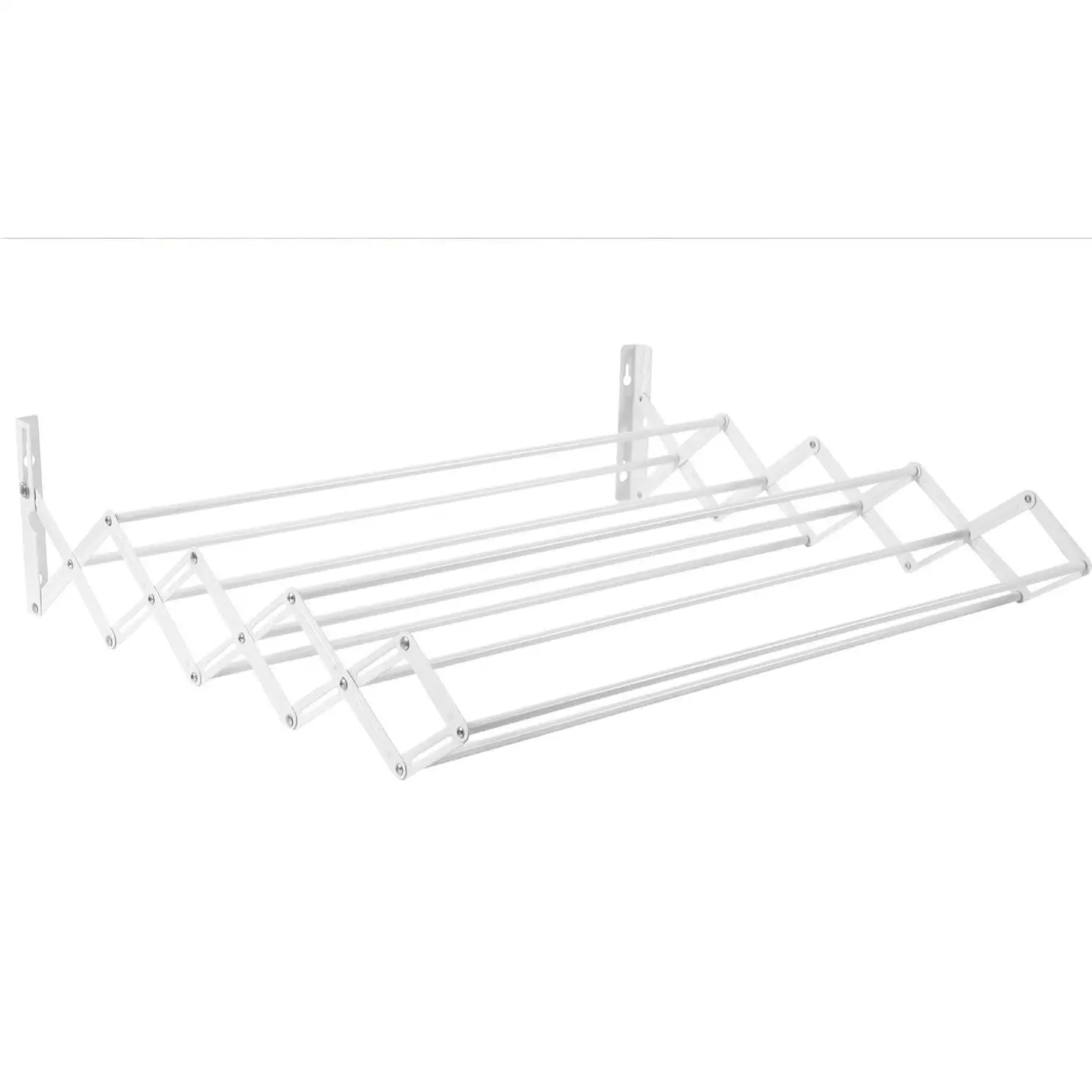 Tendedero Extensible Pared 80/100cm - Tendedero Plegable de Pared de Interior o Exterior de Acero Blanco - Tendedro con 9 Barras y 6/7 Metros de tendido