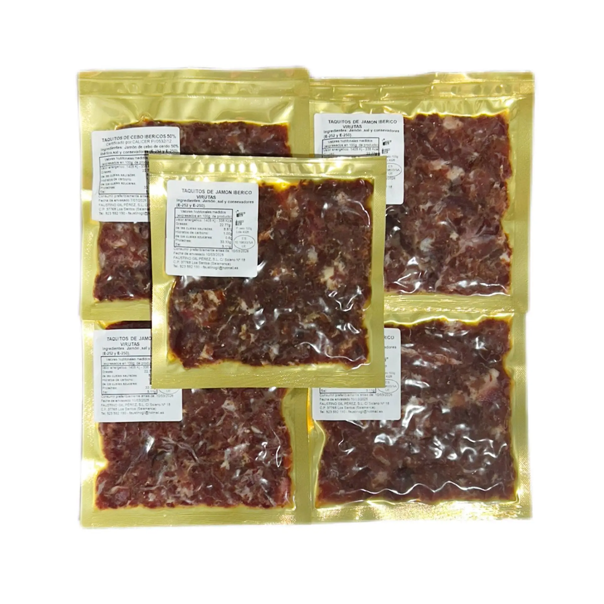 Taquitos de Jamón Ibérico - Virutas de Jamón Ibérico - 5 unidades de 100g - Ibéricos Faustino Gil -