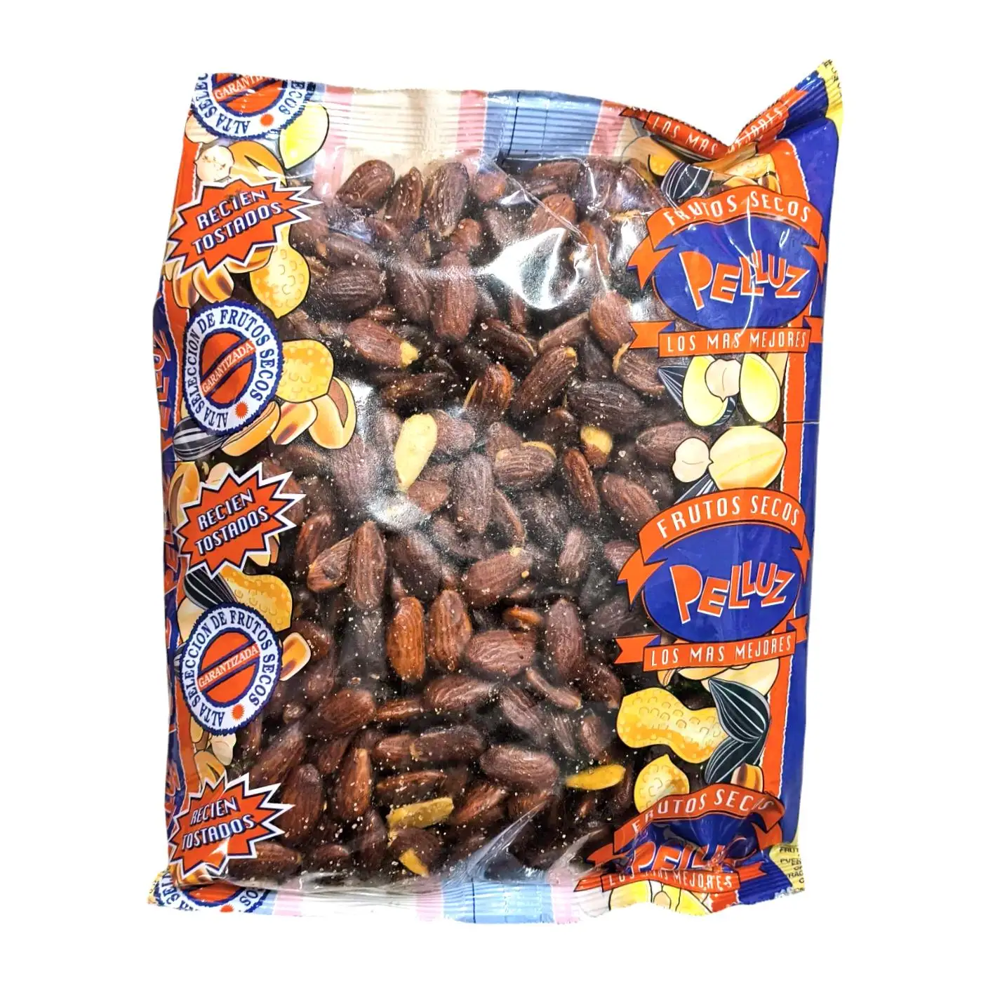 1 Kg fried almond with skin-Spain origin-Pelluz-delicious option of Spanish origin to enjoy-crispy and tasty almond-Pelluz brand-1Kg container