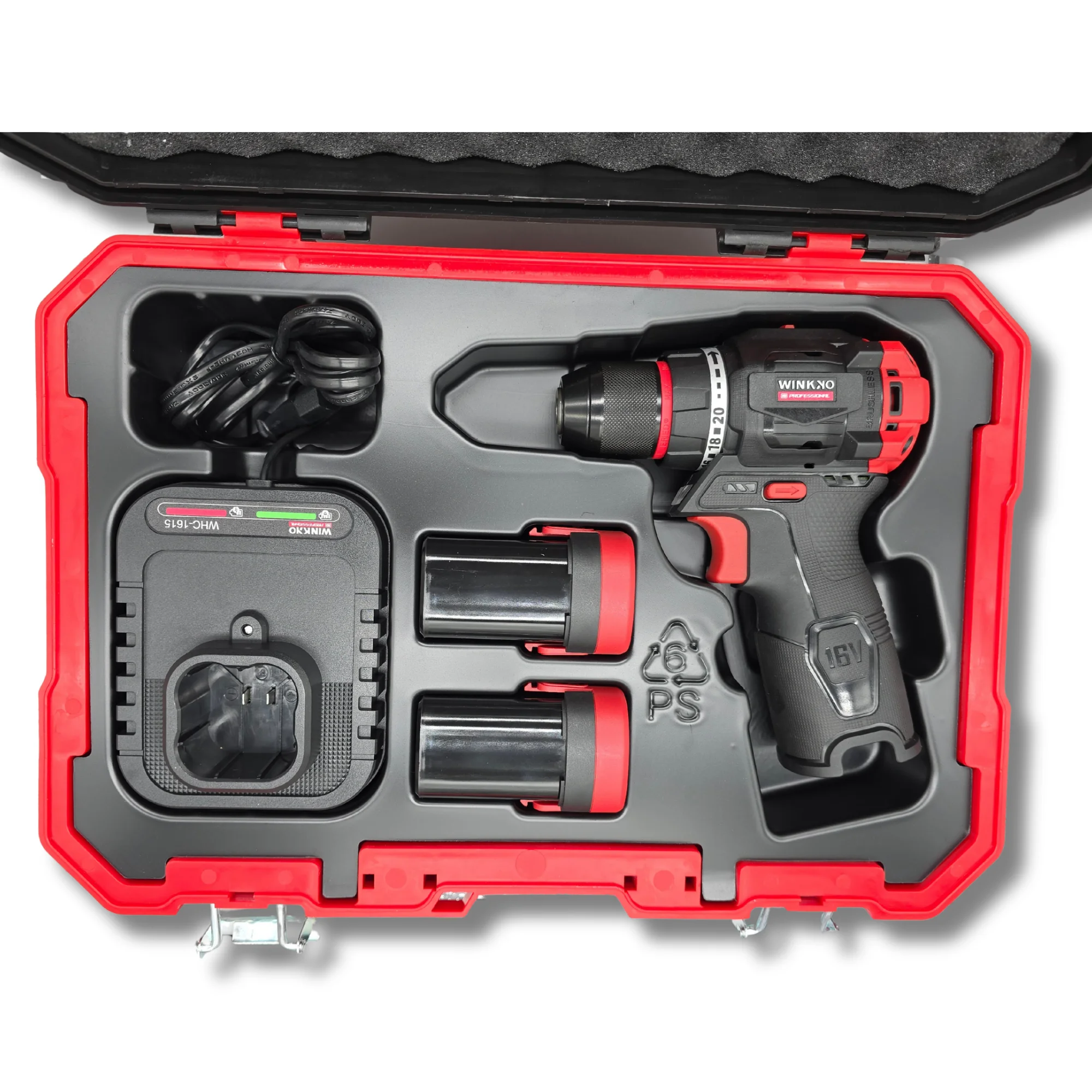 Mini Atornillador Profesional 16V Brushless Compacto 55Nm con 2 Baterías y Maletín