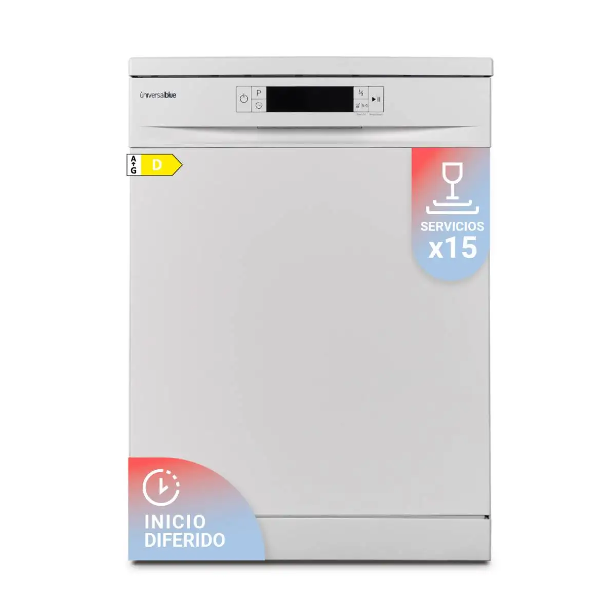 UNIVERSALBLUE Lavavajillas ÁRTICO 4065W Libre Instalación 60 Cm Acero Inoxidable 8 Programas