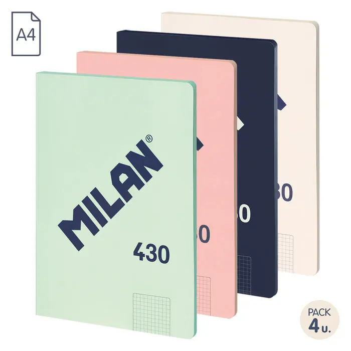 MILAN PACK 4 notebook 48H A4 frames 5MM series 1918 assorted 1918 Series 21x29x2 Cms.