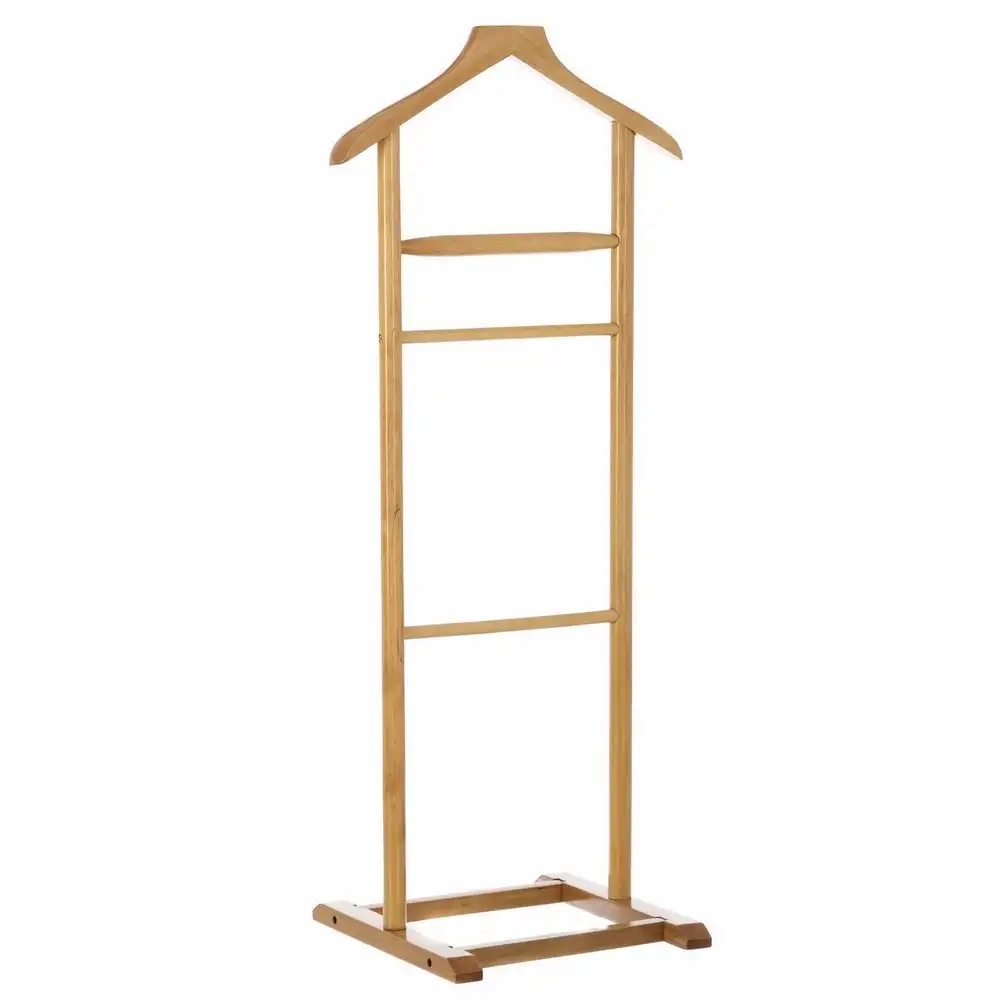 Lola Home Perchero galán de noche beige de madera de 48x36x107 cm