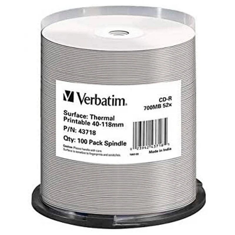 Verbatim Tub Cd-r X52 43718 Medi-disc (barrel X 100 Units)