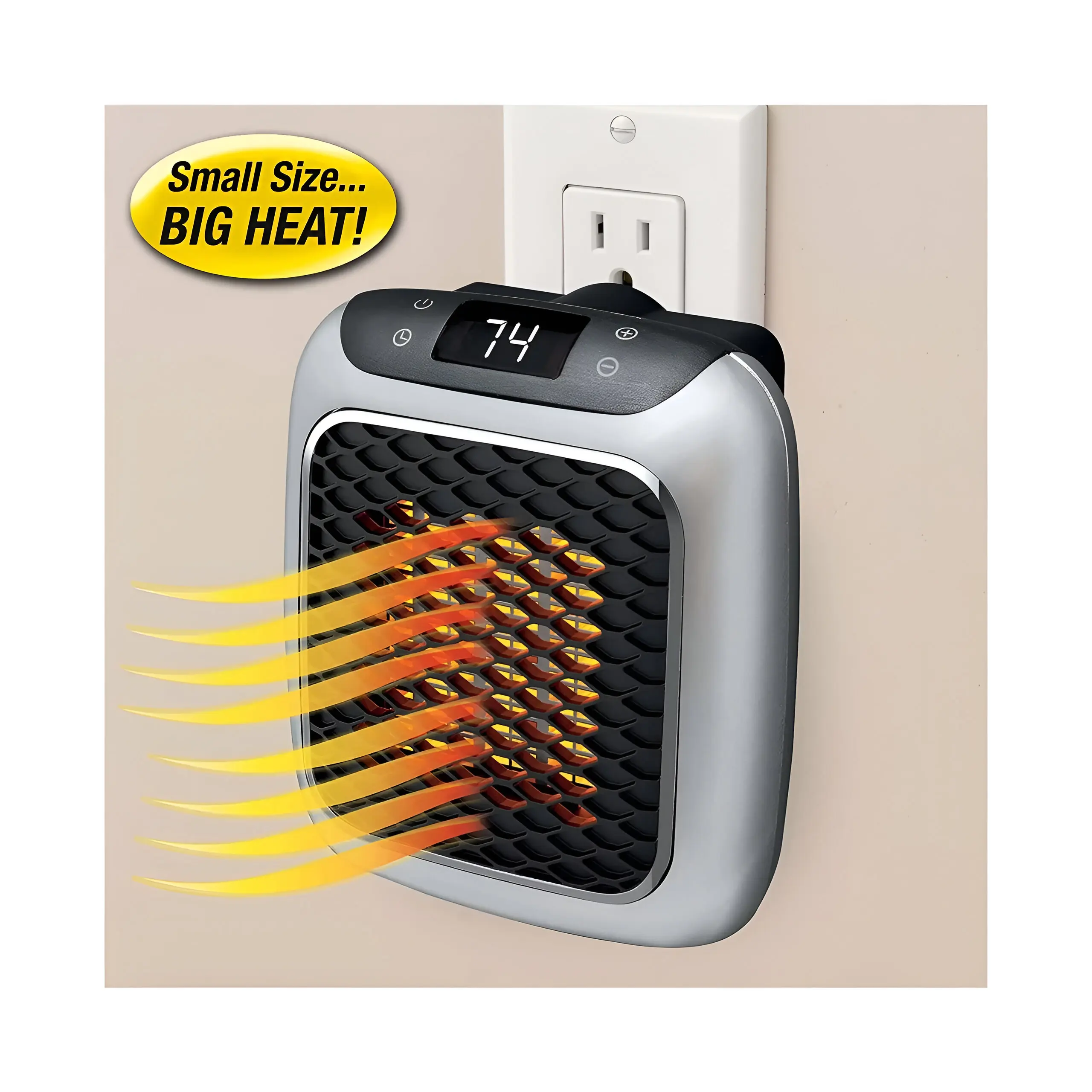 Portable 800W Wall HEATER Adjustable Thermostat and Timer LED Display Efficient Consumption Security Shutdown System Ideal for Office Room Kitchens Bathrooms and Rooms-HANDY TURBO HEATER 800