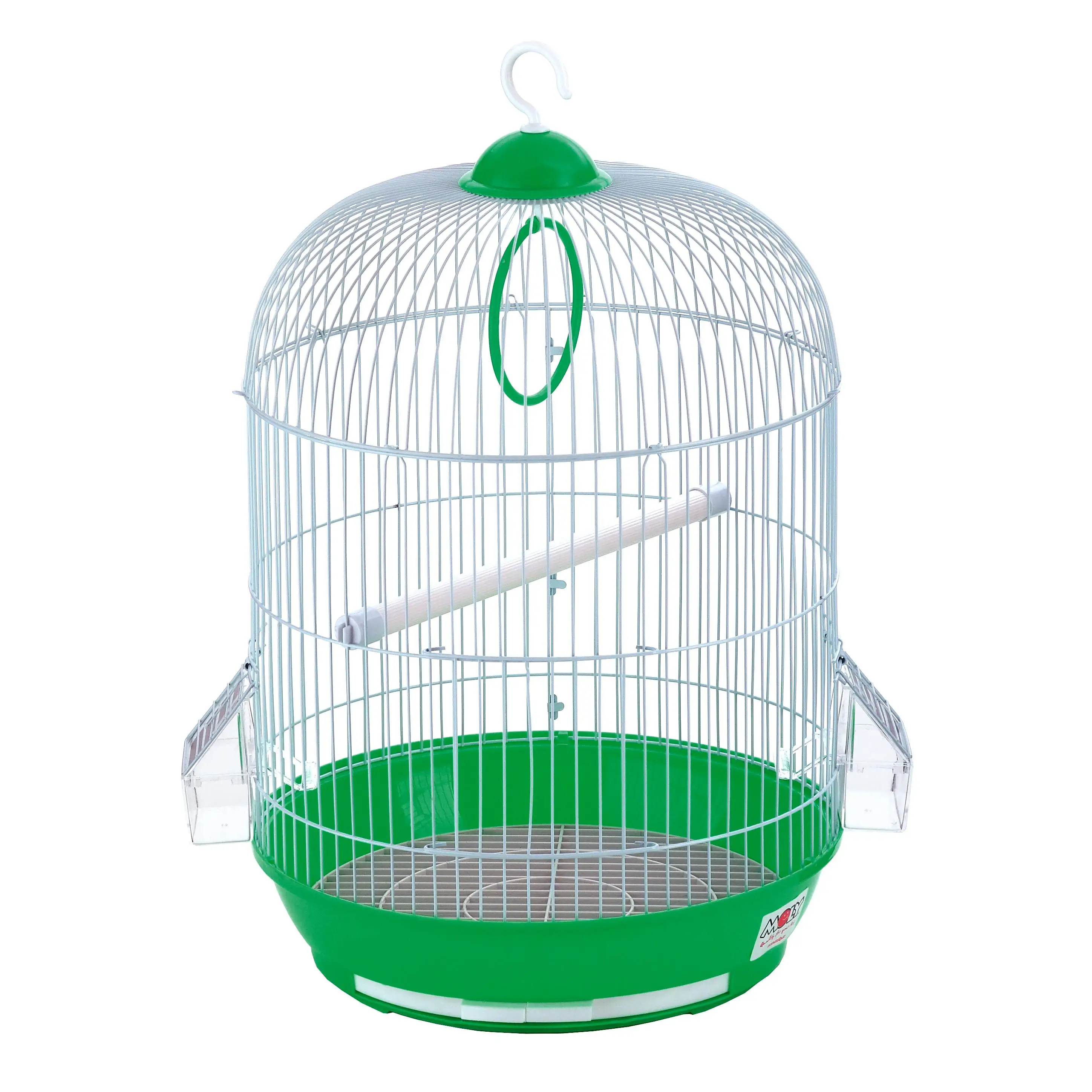 MOLY Jaula para Pájaros Circular con Bandeja Extraíble y Comederos Exteriores