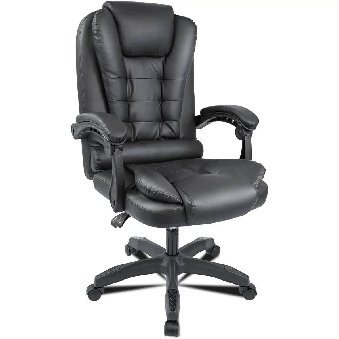 DASCK Sillón de Oficina Altura Ajustable Cuero Sintético Acolchada Reclinable Silla Director, Negro, Universal