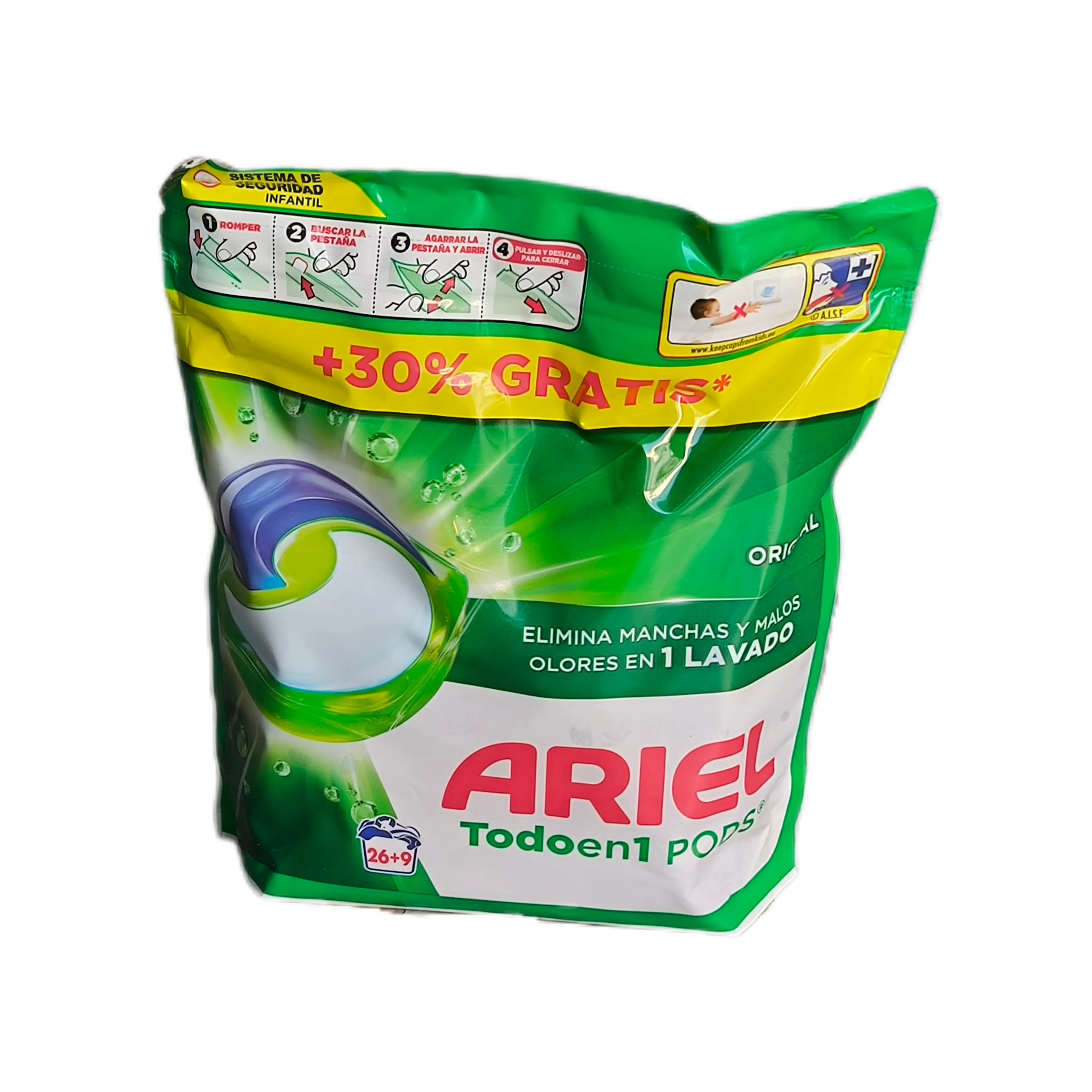 CAPSULAS DE DETERGENTE LIQUIDO ARIEL PODS LAVADORA | PACK TODO EN 1 26+9 LAVADOS MEGA AHORRO