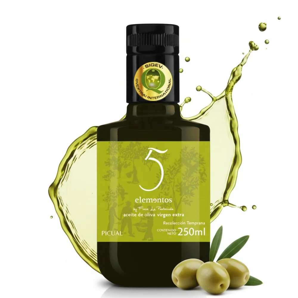 5 Elementos - Aceite de Oliva Virgen Extra Picual 250ml, Intensidad y Sabor Auténtico, Calidad SIQEV